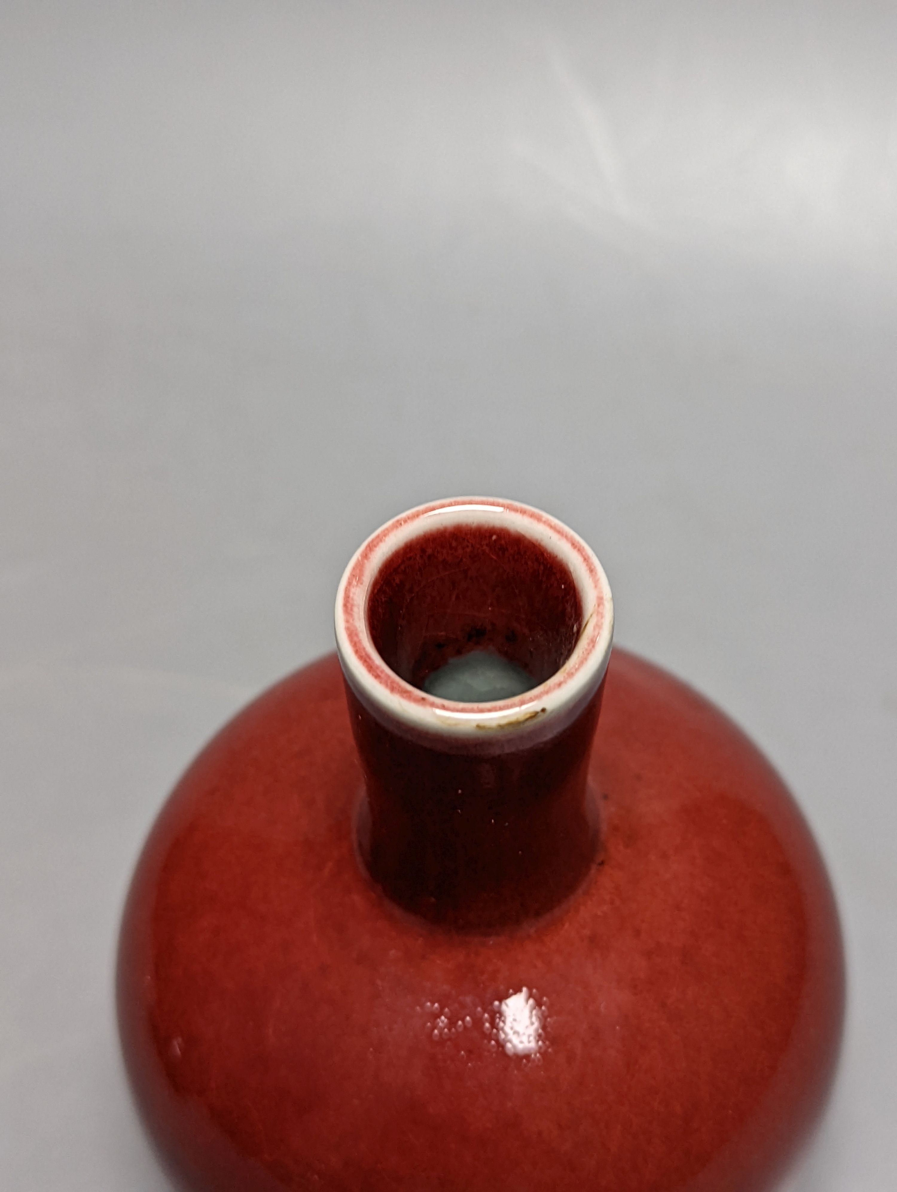 Two Chinese sang-de-boeuf bottle vases 14cm